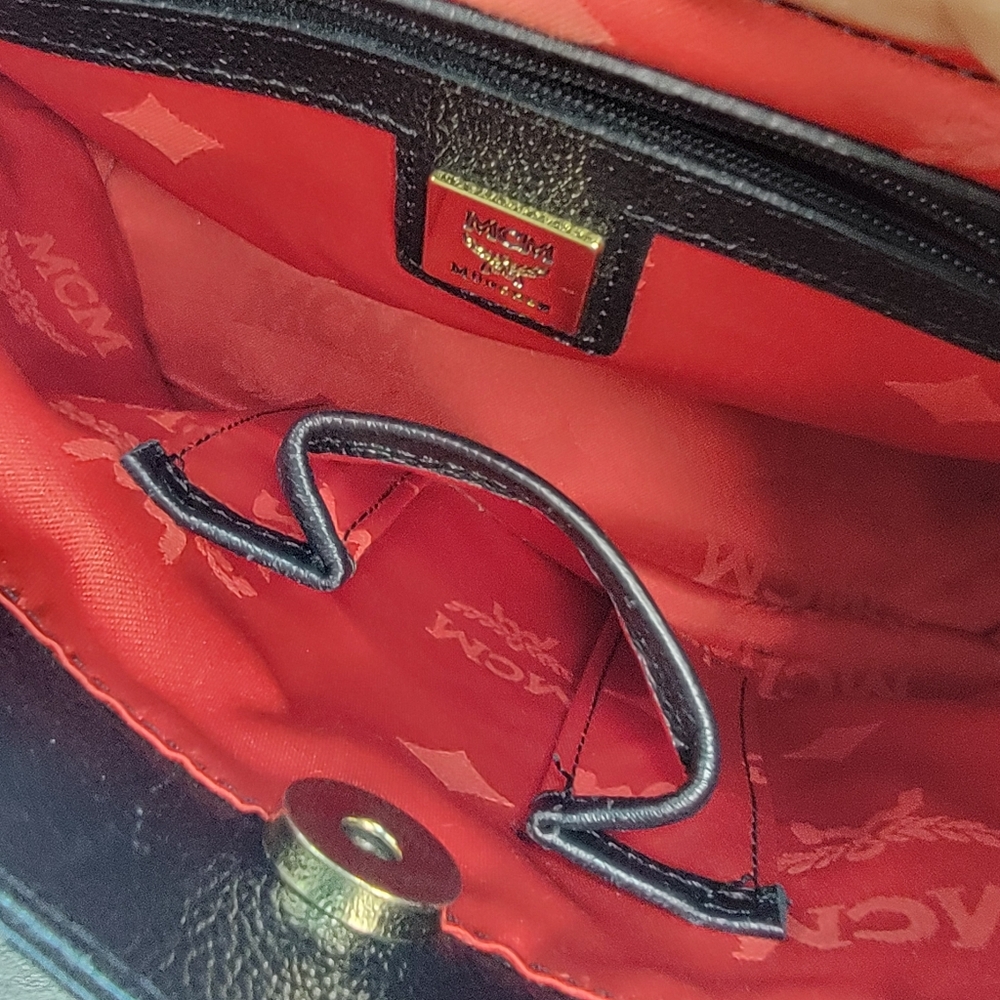 MCM Black Leather Munchen‎ Studded Satchel Tote Bag - Picture 10 of 13